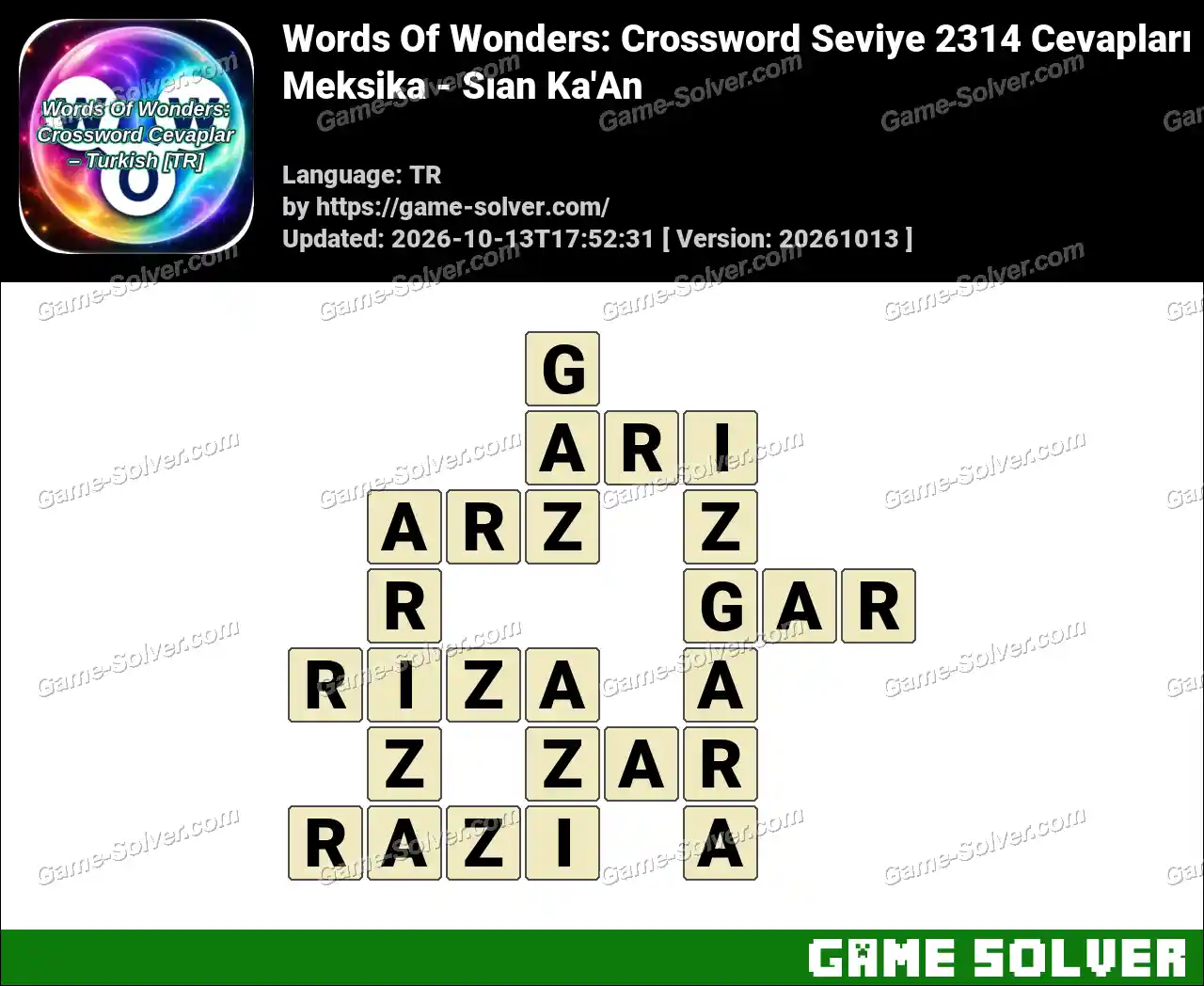 Words Of Wonders: Crossword Seviye 2314 Cevapları – Meksika – Sıan Ka’An